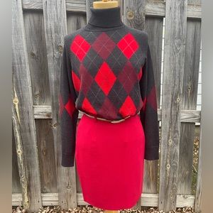 Vintage Designer Gerard Darrel Wool Skirt & Pendleton Argyle Turtleneck - S/M
